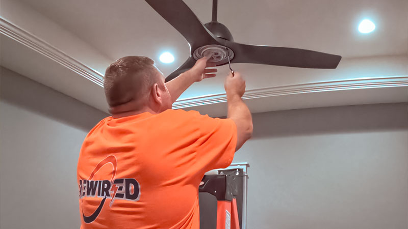 ceiling fan installation by Rewired Iowa in Des Moines