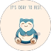 Snorlax character illustration with the text "It's okay to rest," symbolizing relaxation and self-care.