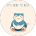 Snorlax character illustration with the text "It's okay to rest," conveying a message of relaxation and self-care.