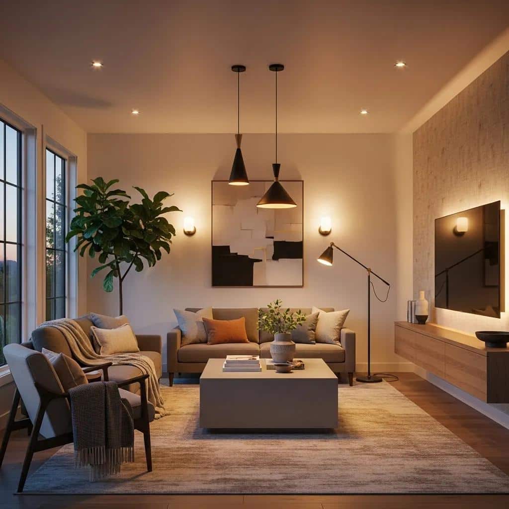 Modern living room with stylish lighting solutions enhancing aesthetics and functionality
