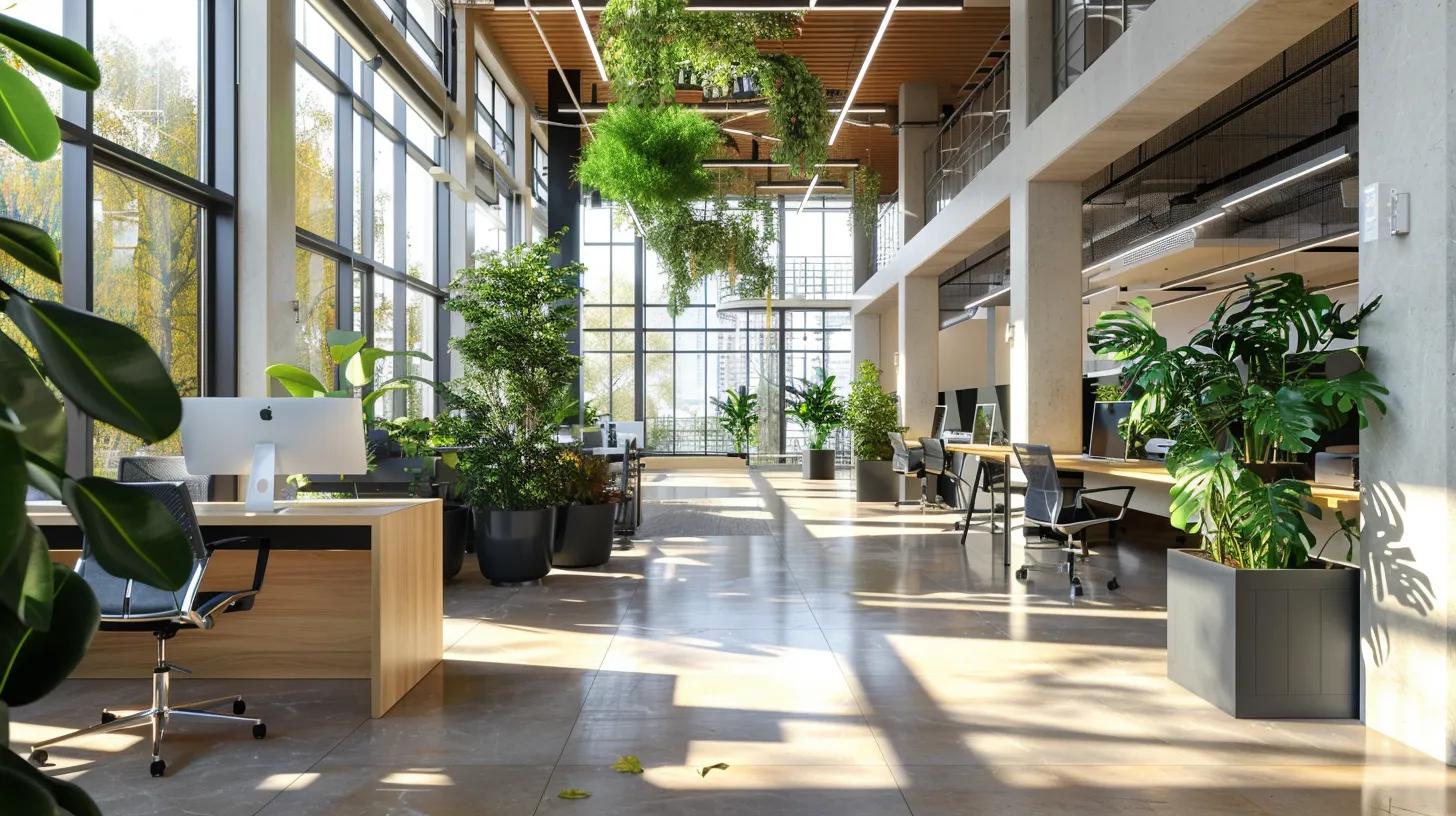 Energy-efficient LED lighting in a modern commercial office space