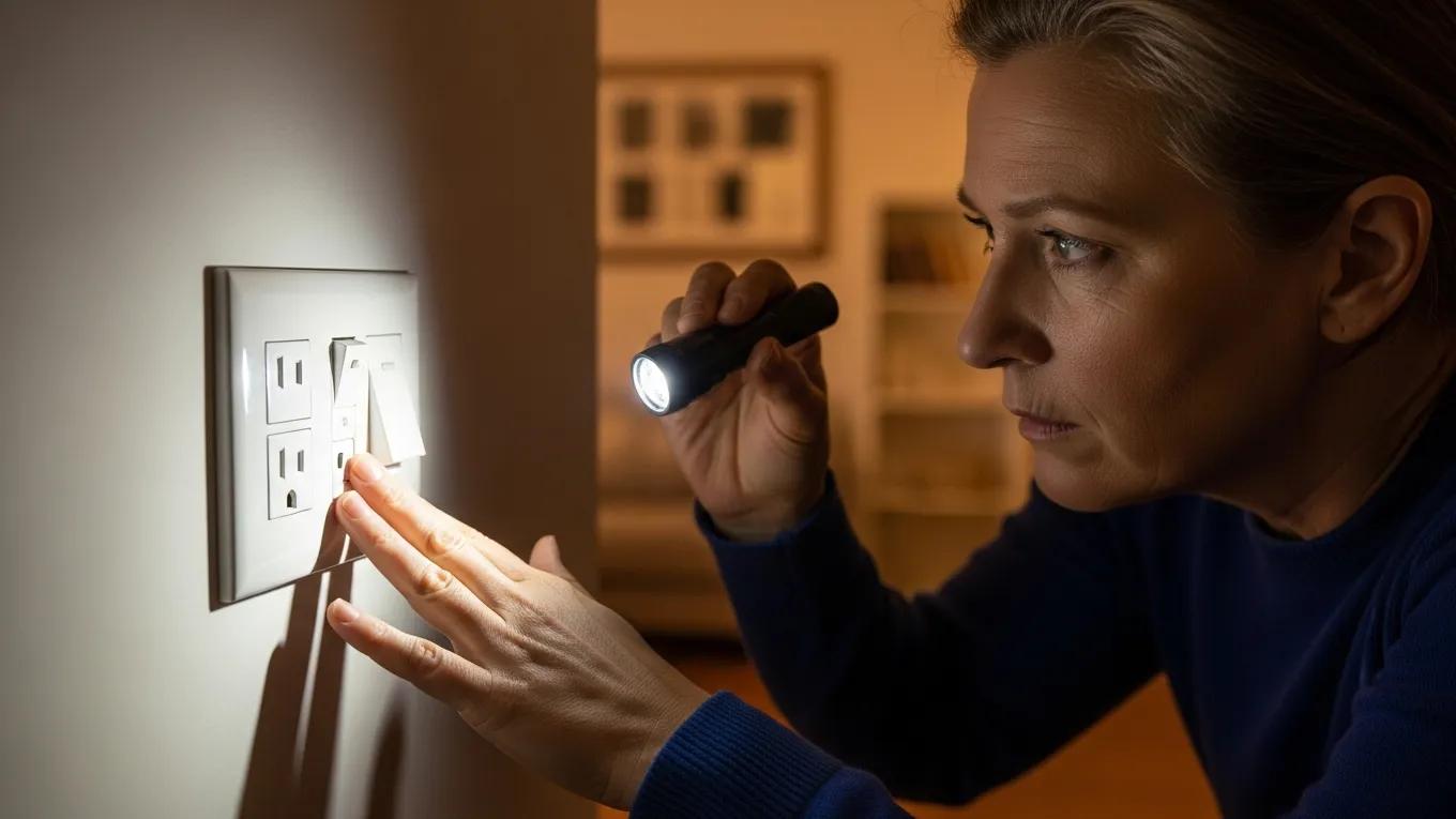 Licensed electrician inspecting home electrical system, showcasing safety and professionalism