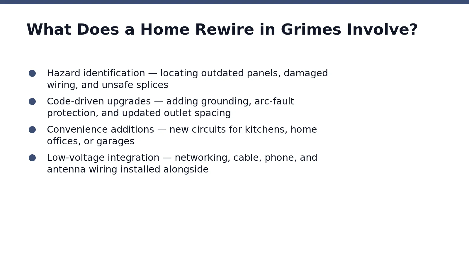 A home rewire in Grimes IA covers far more than swapping old copper for new
