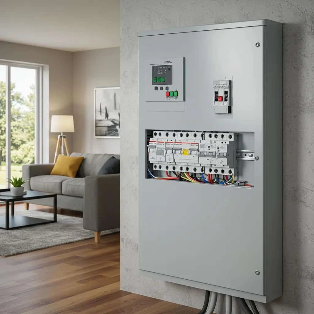 Modern electrical panel upgrade in a residential home, emphasizing safety and organization